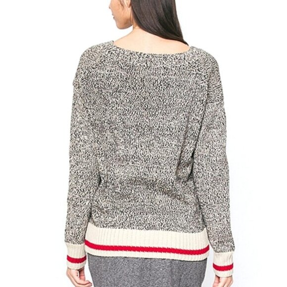 Roots Canada Iconic Cabin Sweater Marled Relaxed Fit VNeck Winter Fall Knit - Picture 2 of 11